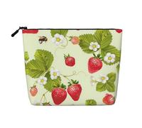 Lovely Strawberry Print Makeup Bag Cosmetic Bag for Women Large Capacity Travel Makeup Bag Zipper Pouch