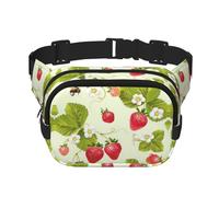 Lovely Strawberry Print Men and Women Square Double Layer Waist Bag Workout Crossbody Travel Waist Bag, Black, One Size