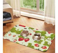 Lovely Strawberry Print Pet Absorbent Leather Tablecloth Perfect for Dogs, Cats, and Other Pets