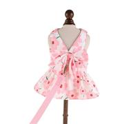 Lovely Strawberry Print Pet Dress Harnesses Holiday Washable Costume with Bowknot and Matching Leashes Regulable Harnesses