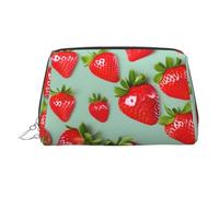 Lovely Strawberry Print Printed Portable Beauty Case, Compact Travel Pouch with Organized Interior Slots for Daily