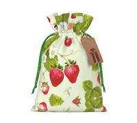 Lovely Strawberry Print Reusable Drawstring Pouch,Perfect For Birthdays,Anniversaries,And Parties