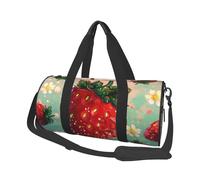 Lovely Strawberry Print Travel Duffel Bag Large Foldable Round Travel Carry on Bag with Adjustable Shoulder Strap for Weekender Overnight Flight Hospital Sports