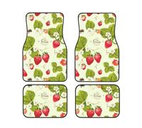 Lovely Strawberry Print Vehicle Accessories Foot Mat Set 4 Pieces Floor Mats Protection Vans Sedans Trucks