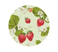 Lovely Strawberry Printed Coasters Set of 4, Tabletop Protection Leather Coasters for Cup Drinks Coffee Pads Beer Bar Mat Gifts, Round Shape