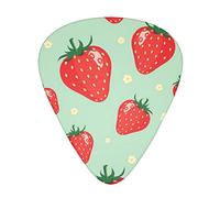 Lovely Strawberry Printed Guitar Picks,12 Pack Personalized Guitar Picks For Bass Acoustic Guitar Electric Guitar Includes 0.46mm/0.71mm/ 0.96mm