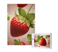 Lovely Strawberry Printed Jigsaw Puzzle with Storage Box, Wooden Puzzle for Adults and Kids, 1000 Pieces Family Fun Decorative Game