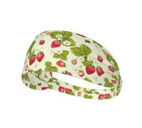 Lovely Strawberry Printed Running Headband Women, Foldable Adjustable Width, Non Slip for Workout Washing and Spa