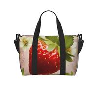Lovely Strawberry Printed Travel Bag Duffle Bag for Men Women, Large Water Resistant Gym Bag Weekend Holdall Bag with Shoulder Strap