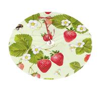 Lovely Strawberry Printing Christmas Tree Skirt With 3 Red Rope Ties Xmas Trees Mat Soft Farmhouse Holiday Decoration