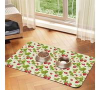 Lovely Strawberry Printing Feeding Mat For Dogs Cats Pet Absorbent Leather Tablecloth 23.62in*15.75in Cat Dog