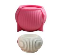 Lovely Stripe Cement Planter Silicone Mold Flexible Craft Tool for Home and Office Desk Garden Ornaments Decoration Creative Mold