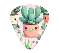 Lovely Succulent Plants Multi-Thickness Guitar Pick Set 12 Pieces Clear Tone Comfortable Feel Strong Wear Resistance And Toughness Comes With Transparent Box