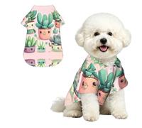 Lovely Succulent Plants Pet Hawaiian Shirt - Soft Peach Skin Button-Down top, Casual Beach Style Large