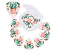 Lovely succulent plants Print Guitar Picks 12 Pack Guitar Plectrums with Storage Box Bass Picks For Acoustic Guitar Bass Electric Ukulele Includes 0.46mm, 0.71mm, 0.96mm