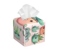 Lovely succulent plants Print Leather Tissue Boxs Cover Holder, Square Decor Organizer for Tabletop, Bathroom, Car, Office