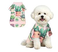 Lovely succulent plants S Pet Hawaiian Shirt for Small Dogs-Cute Summer Beach Outfit for Puppy, Soft Breathable Cat Clothes with Buttons