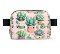 Lovely Succulent Plants Square Shaped Waist Bag with Light Versatile Durable Crossbody Bag for Adjustable Strap