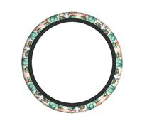 Lovely Succulent Plants Steering Wheel Cover, 15 Inch Universal Protective Cover, Soft Breathable Durable Full Surround Sports Car Accessories