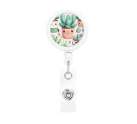 Lovely Succulent Plants The Plastic Retractable Badge Holder is Made of ABS Material and The Rope is Nylon