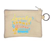 Lovely Summer Vibes Travel to The Beach Key Chain Coin Purse Beige