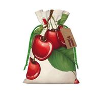 Lovely Sweet Red Cherry 1 Print Christmas Drawstring Gift Bags Holiday Present Sack Xmas Decor Reusable Pouches