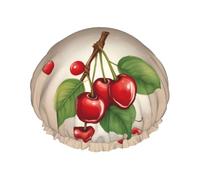 lovely sweet red cherry 1 Print Double Layer Waterproof Shower Cap Women Men Reusable Bath Hair Caps Elastic Band