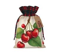 Lovely Sweet Red Cherry 1 Print Xmas Drawstring Gift Bags Reusable Christmas Bags Birthday For Wrapping Needs
