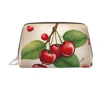 Lovely Sweet Red Cherry 1 Travel-Ready Toiletry Bag, Compact Makeup Organizer For Women, Gold, One Size