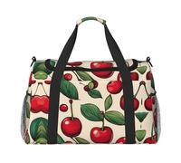 lovely sweet red cherry 2 print Carry on Luggage for Women Men Shoulder Weekender Crossbody Bag for Yoga Travel Must Haves, Black, One Size