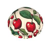 lovely sweet red cherry 2 reusable shower cap for women, double waterproof layer shower cap, hair care essential