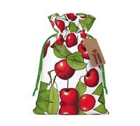 Lovely Sweet Red Cherry 3 Print Christmas Drawstring Holiday Candy Bag Xmas Sacks Reusable Wrapping Bags Party Favor