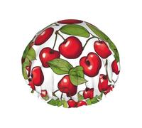 lovely sweet red cherry 3 Reusable Shower Cap for Women, Double Waterproof Layers Bath Hat, Hair Treatment Essentials
