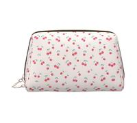 Lovely Sweet Red Cherry Leather Toiletry Organizer Bag, Travel-Friendly Makeup Pouch for Women