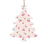 lovely sweet red cherry Patterned wooden ornaments, a set of 6 decorations, suitable for hanging on Christmas trees and fireplaces.