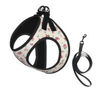 Lovely Sweet Red Cherry Print Adjustable Harness Leash Set For Cats And Dogs, Soft Breathable Kitten Puppy Mesh Vest With Reflective Design, Escape-Proof Lead For Small Pets Walking Training