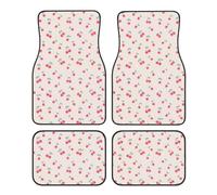 Lovely Sweet Red Cherry Print Car Foot Mat Four-Piece Set Full Set With Non-Slip Rubber Backing
