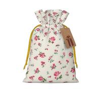 Lovely Sweet Red Cherry Print Christmas Gift Bag, Drawstring Christmas Bags Reusable Gift Bags With Name Tags