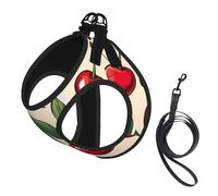Lovely Sweet Red Cherry Print Harness Leash Set For Cat And Small Dog, Adjustable, Reflective, And Escape-Proof Vest With Soft Breathable Mesh Lining