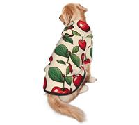 Lovely Sweet Red Cherry Print Soft Dog Hoodie For Medium To Large Dogs, Warm And Breathable Winter Pet Sweatshirt, Easy To Wear Jumper For Cold Weather