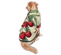 Lovely Sweet Red Cherry Print Soft Dog Hoodie For Medium To Large Dogs, Warm And Breathable Winter Pet Sweatshirt, Easy To Wear Jumper For Cold Weather