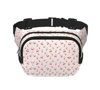 Lovely Sweet Red Cherry Print Unisex Square Double Layer Waist Bag Crossbody Fanny Pack Travel Workout Accessory, Black, One Size