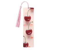 Lovely Sweet red Cherry Printed Metal Bookmarks S - Pink Lightweight Aluminium Book Marker for Books, Journals & Gifts, Ideal Book Lovers, Holiday Decor & Crafts