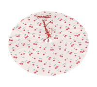 Lovely Sweet Red Cherry Printing Christmas Tree Skirt With 3 Red Rope Ties Xmas Trees Mat Soft Farmhouse Holiday Decoration