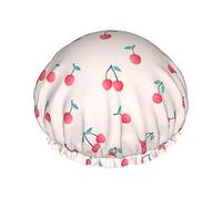 Lovely Sweet Red Cherry Shower Cap For Women, Shower Caps For Long Hair,Waterproof Shower Hat,Suitable For Hotel Bathroom, Family Bathroom, Traveling Vacation,Reusable Shower Cap.