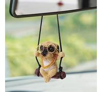 Lovely Swinging Pug Car Pendant, Cute Pug Car Rearview Mirror Pendant Dog Auto Interior Home Decoration Accessories Birthday Gift for Family and Friends Birthday Gift for Family and Friends