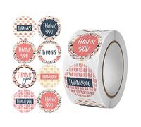Lovely Thank You Stickers Flower Design Self-Adhesive Round Labels for Card Wedding Birthday Party Baby Shower 500PC Small Business