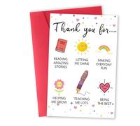 Lovely Thank You Teacher Card, "Thank You for Helping Me Grow" - Great Appreciation Gift from Students | Perfect End of Term Gift