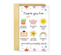 Lovely Thank You Teacher Card, "Thank You for Helping Me Grow" - Great Appreciation Gift from Students | Perfect End of Term Gift