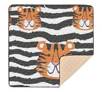 Lovely Tiger Black White Striped Baby Play Mat 50" x 50", Playmat for Playpen, Thicken Soft Padding Foam Crawling Mat for Babies Toddlers Infants